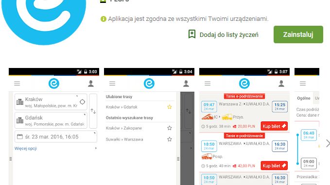 e-podróżnik sprzedaje bilety i udostępnia rozkład jazdy