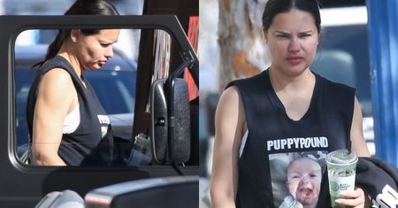 NABURMUSZONA Adriana Lima bez makijażu czmycha do samochodu po wizycie na siłowni. Uwagę zwraca urocza koszulka (ZDJĘCIA)