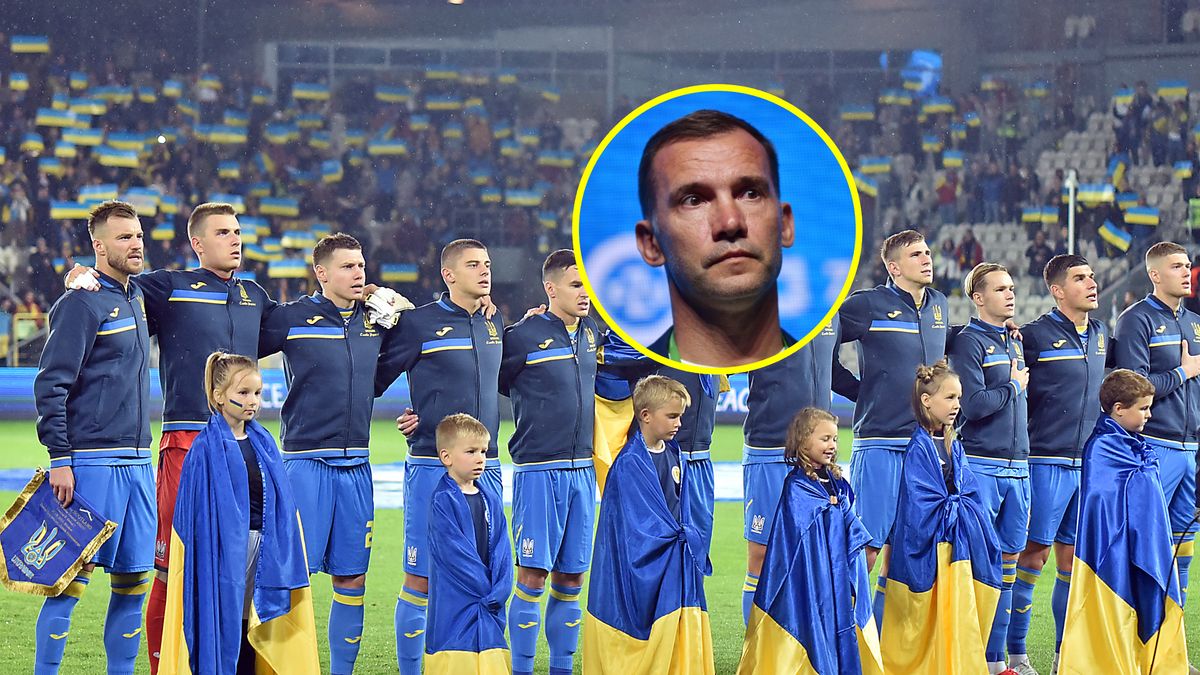 WP SportoweFakty / Krzysztof Porębski / Reprezentacja Ukrainy i Andrij Szewczenko (w kółku)