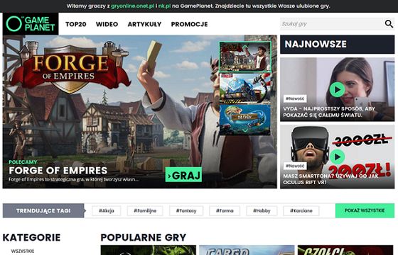 GamePlanet nowym serwisem Grupy Onet-RASP z grami internetowymi z Gryonline, NK.pl i KomputerSwiat.pl