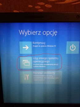 Klikamy na opcję Użyj innego systemu operacyjnego