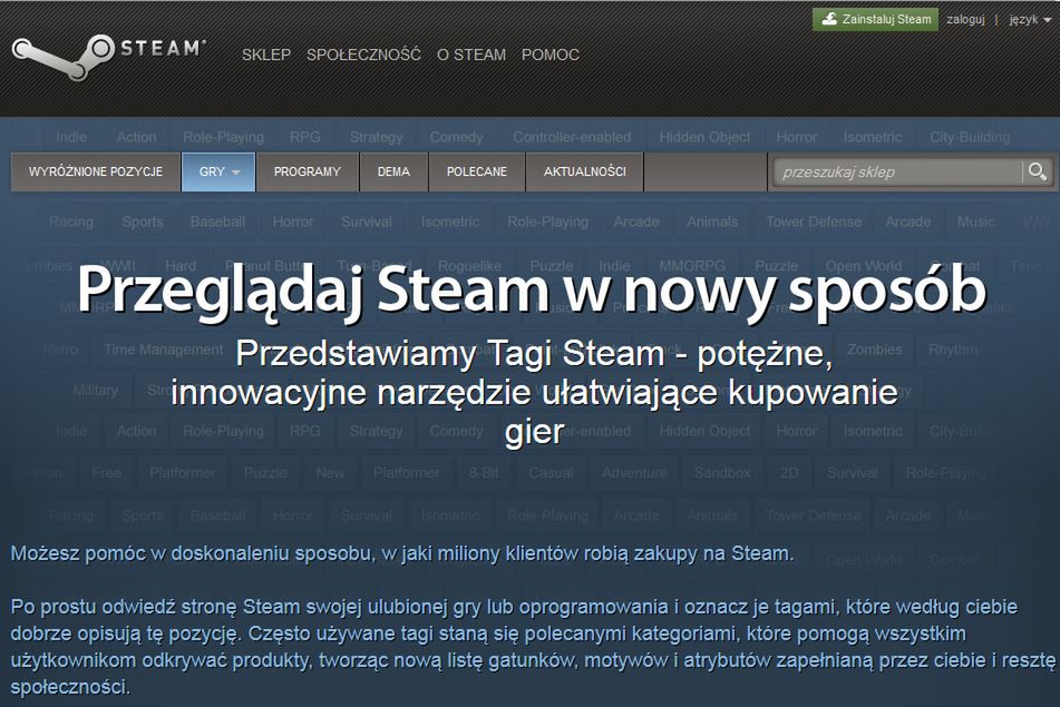Nowy sposób tagowania na Steamie ma ułatwić szukanie gier