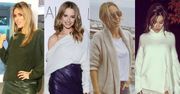Z czym celebrytki noszą swetry asymetryczne?