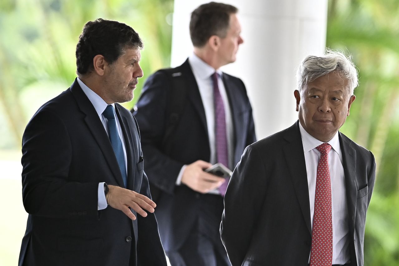 On Monday, March 4, 2024, Brazil's President Luiz Inacio Lula da Silva received Jin Liqun, President of the Asian Infrastructure Investment Bank (AIIB), at the Planalto Palace. Present at the meeting were Finance Minister Fernando Haddad and Dilma Rousseff, president of the BRICS bank. (Photo by Ton Molina/NurPhoto via Getty Images)