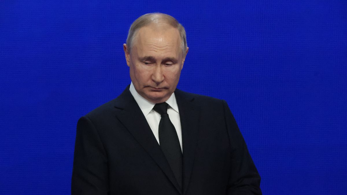 MOSCOW, RUSSIA - FEBRUARY 9: (RUSSIA OUT) Russian President Vladimir Putin speaks during an event marking the 100th anniversary of domestic civil aviation at the State Kremlin Palace, on February 9, 2023 in Moscow, Russia. Russian aviation industry is under strong Western sanctions after the start of the military invasion on Ukraine. (Photo by Contributor/Getty Images)