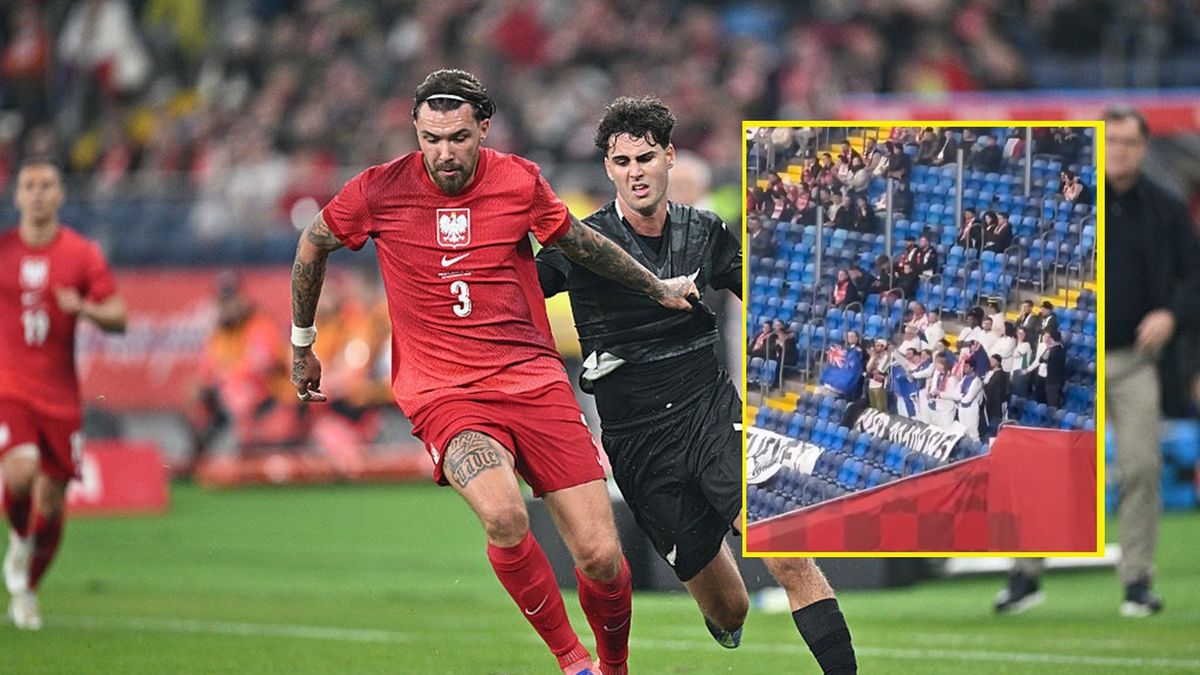   / Sebastian Frej/Getty Images i x.com/dwardzich22 / Na zdjęciu: Przemysław Wiśniewski i Matthew Garbett oraz kibice Nowej Zelandii