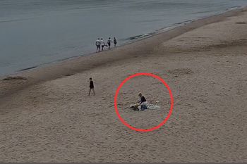 Ujęcie z 9:50. Widok na plaży w Kołobrzegu