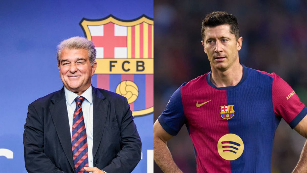 Getty Images / Javier Borrego / AFP7 / Alex Caparros / Na zdjęciu: Joan Laporta i Robert Lewandowski