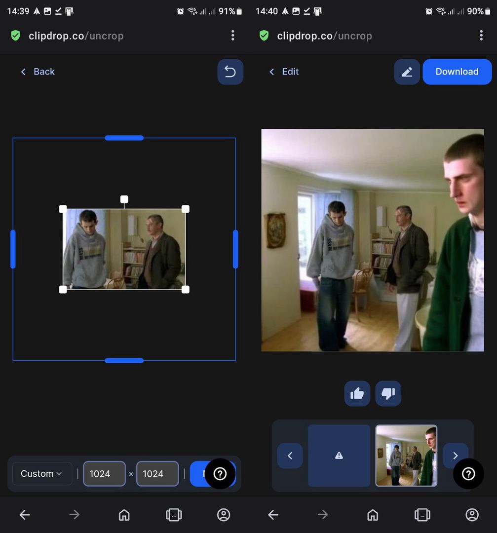ClipDrop Uncrop w przeglądarce