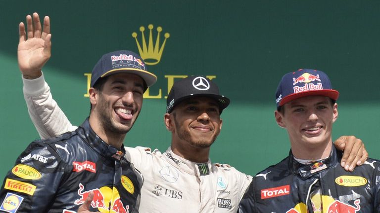 Daniel Ricciardo, Lewis Hamilton, Max Verstappen