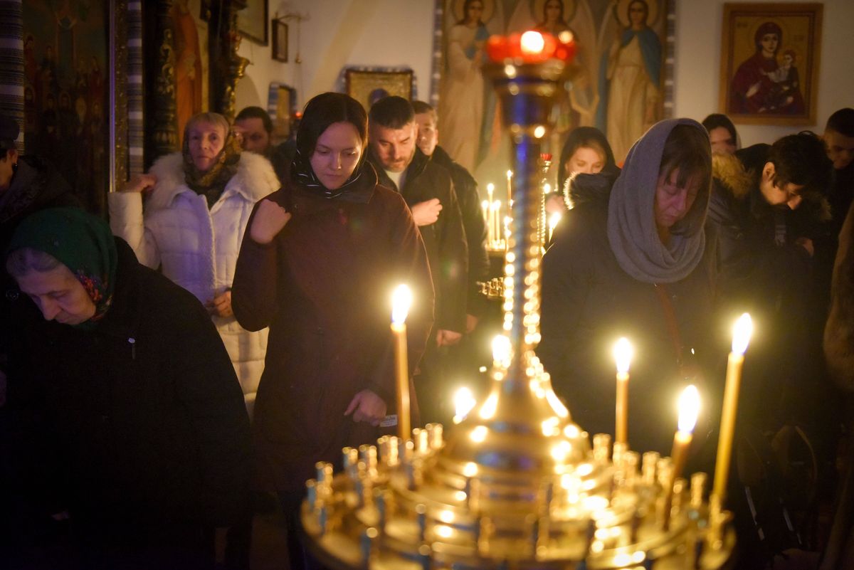 Msza w jednym z kijowskich klasztorów