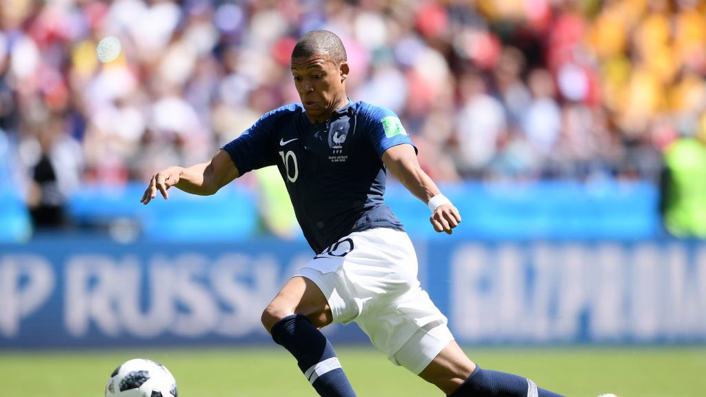 Kylian Mbappe podczas meczu Francja - Australia na Mundialu 2018