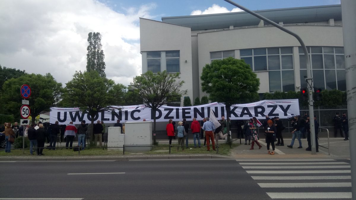Warszawa. Protest pod ambasadą Białorusi