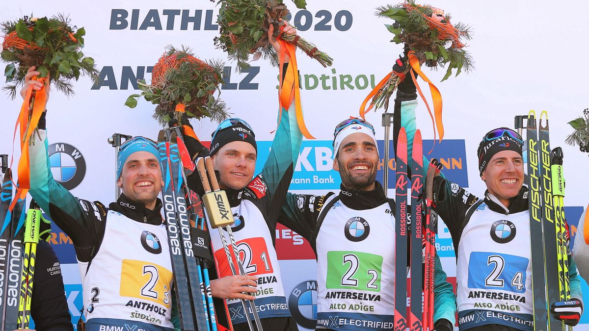 Simon Desthieux, Emilien Jacquelin, Martin Fourcade, oraz Quentin Fillon Maillet