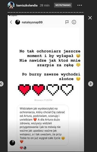 Screen z Instastory Kamili Wybrańczyk