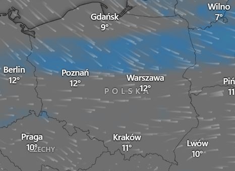 W piątek deszczowy front będzie przechodził z północy na południe kraju