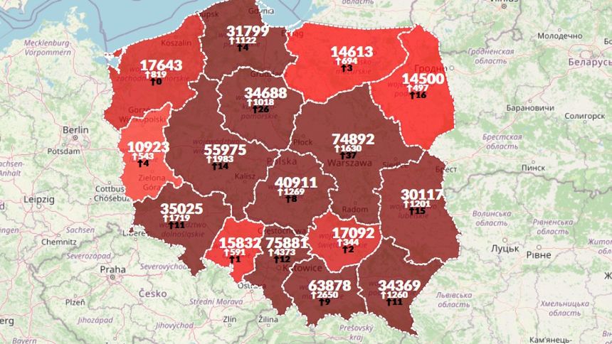 Koronawirus: mapa zakażeń w Polsce