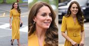 Promienna Kate Middleton zadaje szyku w musztardowej sukience za ponad TYSIĄC złotych (ZDJĘCIA)