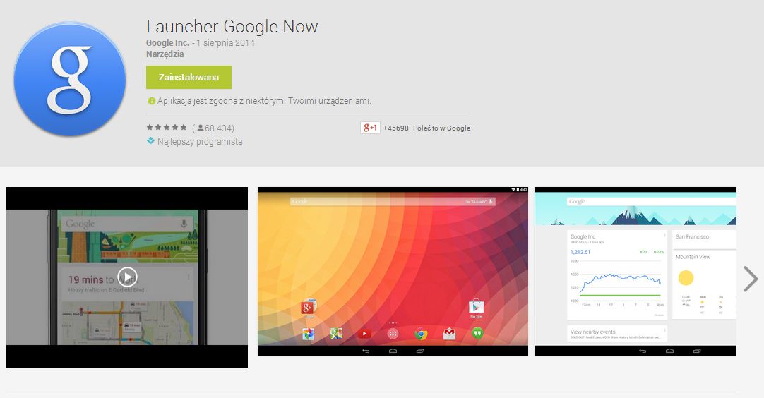 Launcher Google Now dostępny dla wszystkich z Androidem 4.1 i nowszym