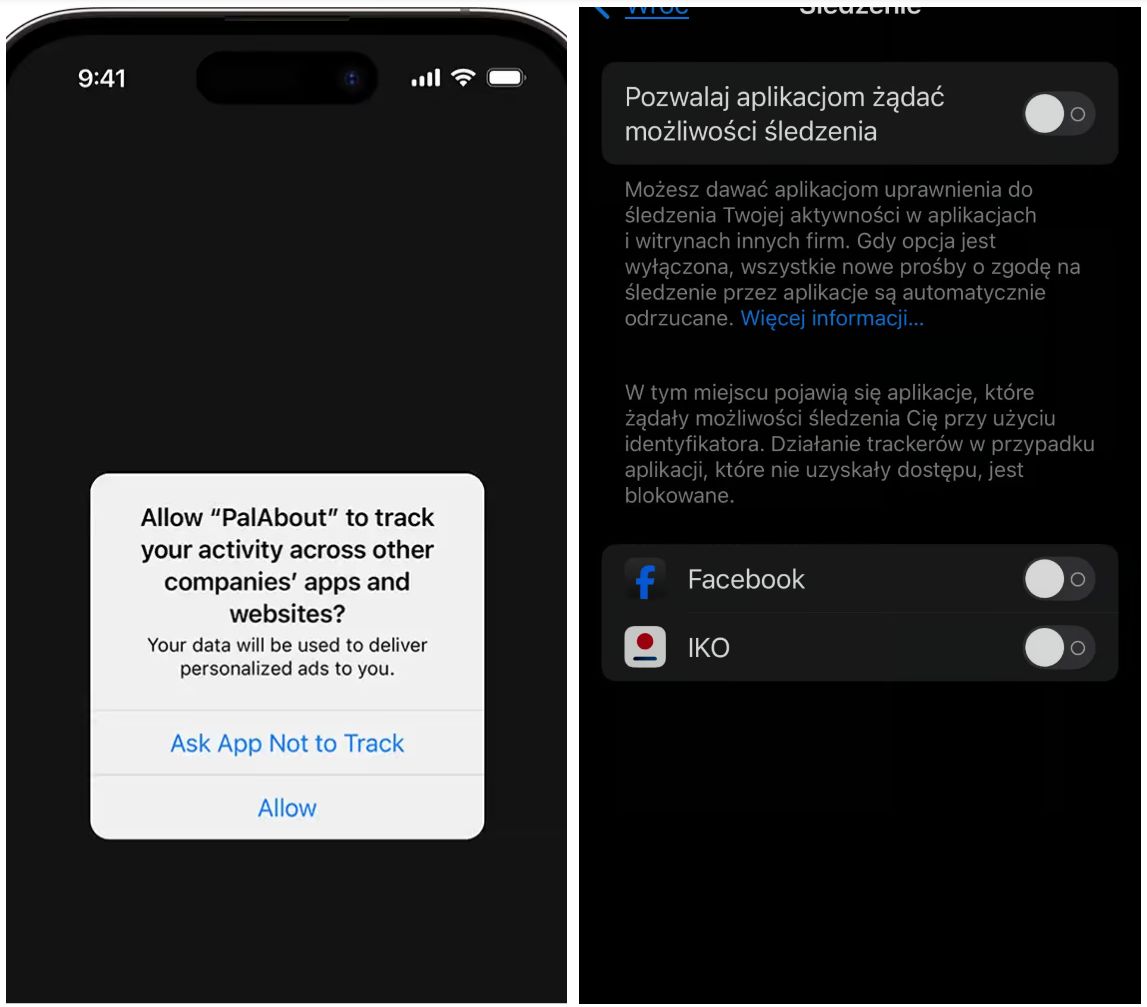 Zgoda na śledzenie w iOS
