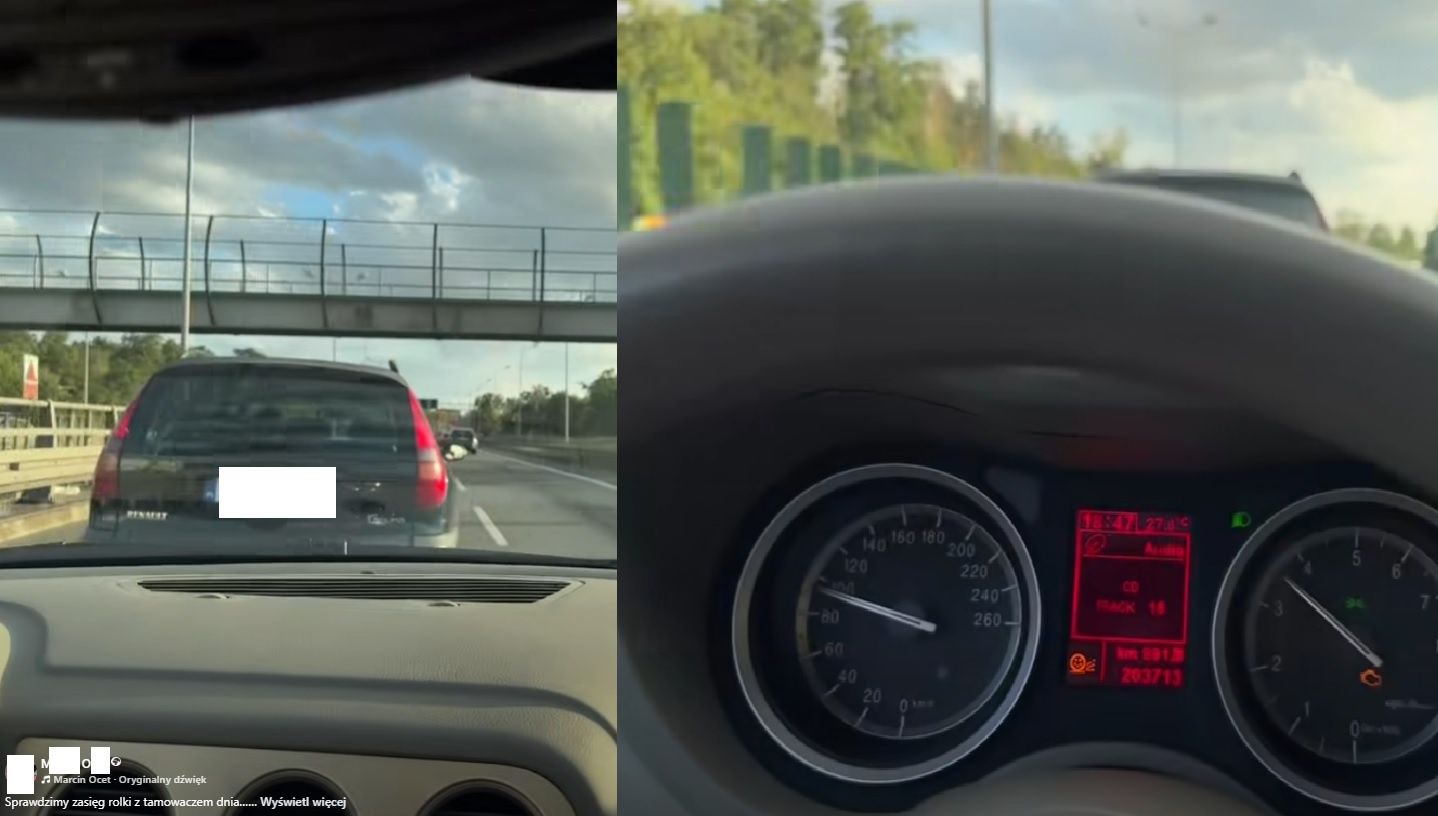 Ujęcie z wideo, na którym O. pogania kierowcę
