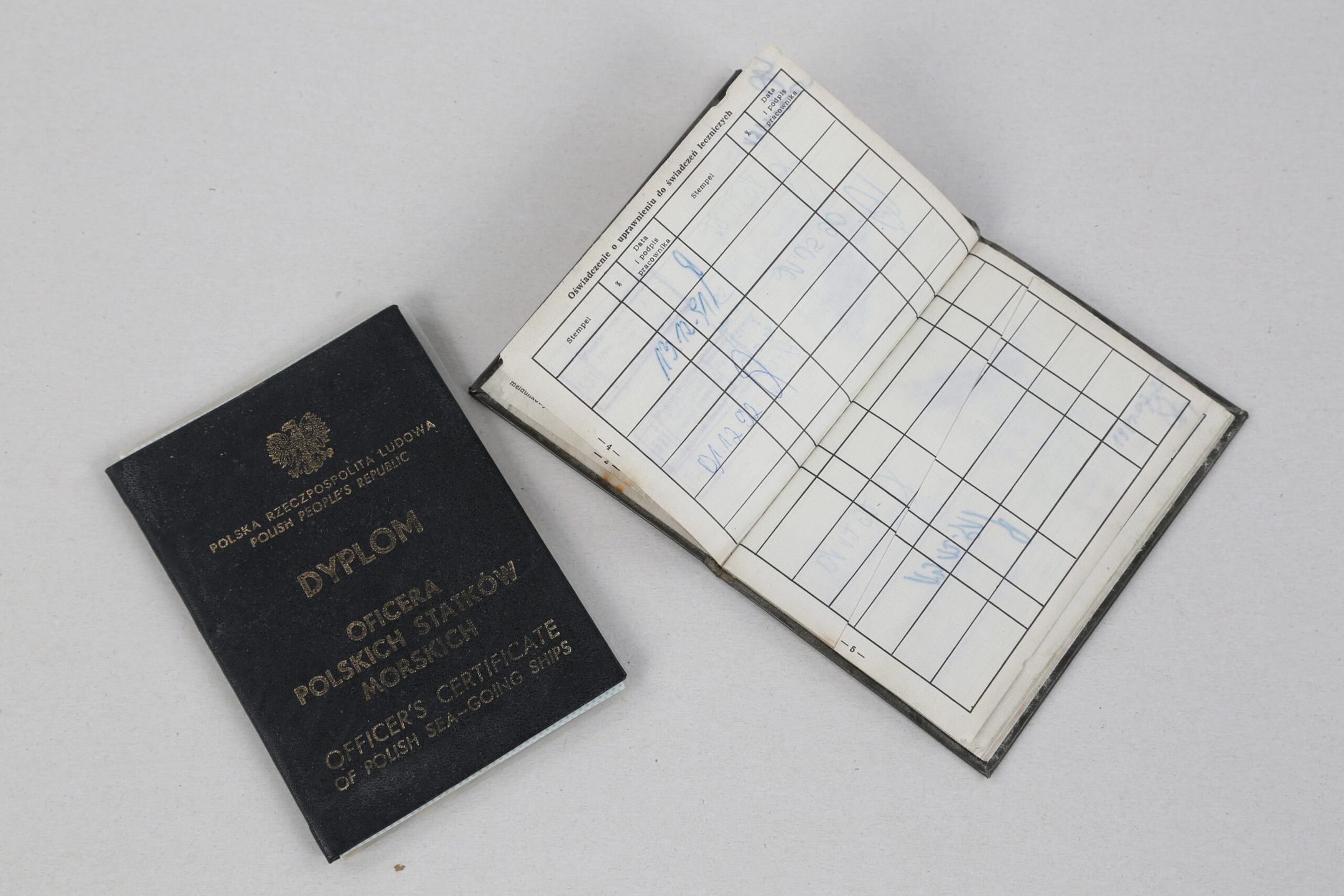 Dyplom i legitymacja ubezpieczeniowa członka załogi promu