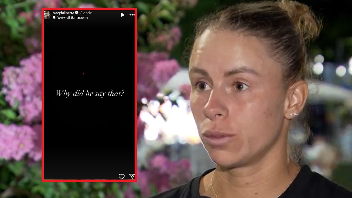 Na zdjęciu Magda Linette. W ramce jej Instastories