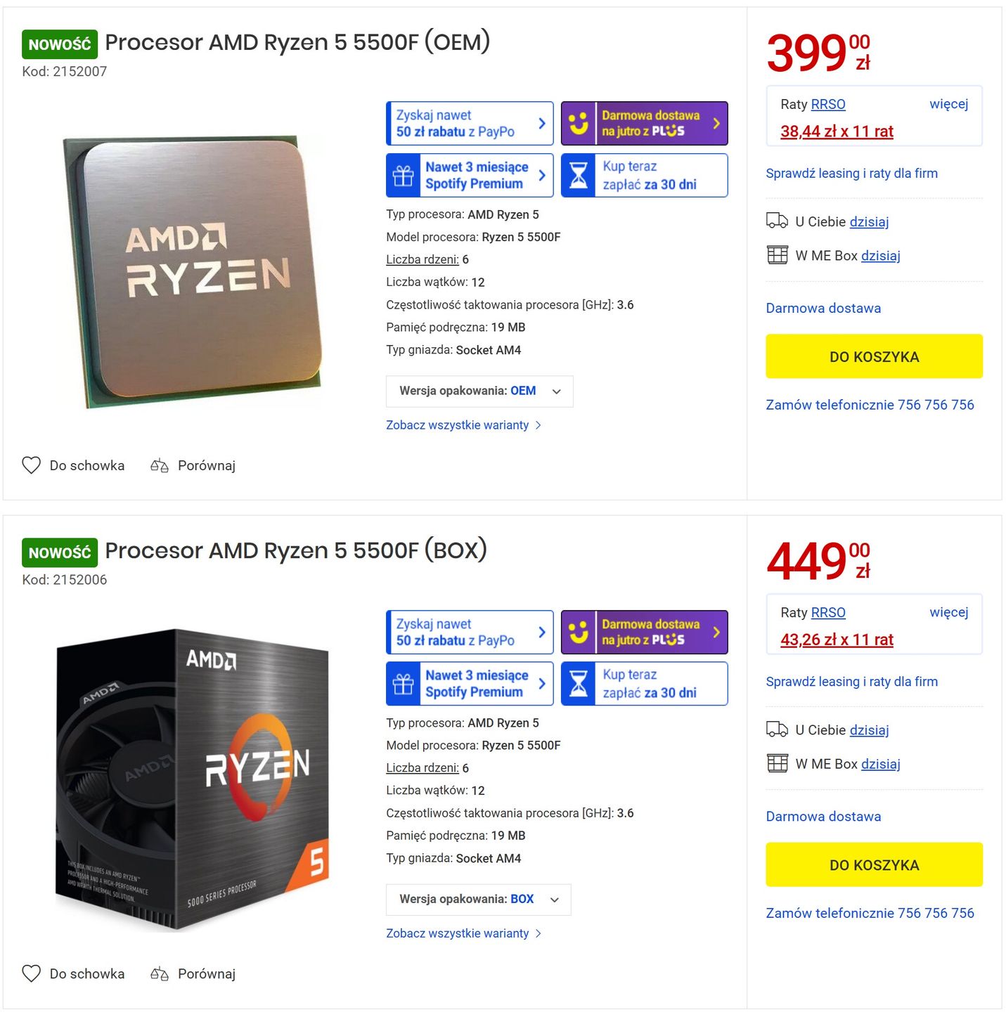 Procesor AMD Ryzen 5 5500F już w sklepach