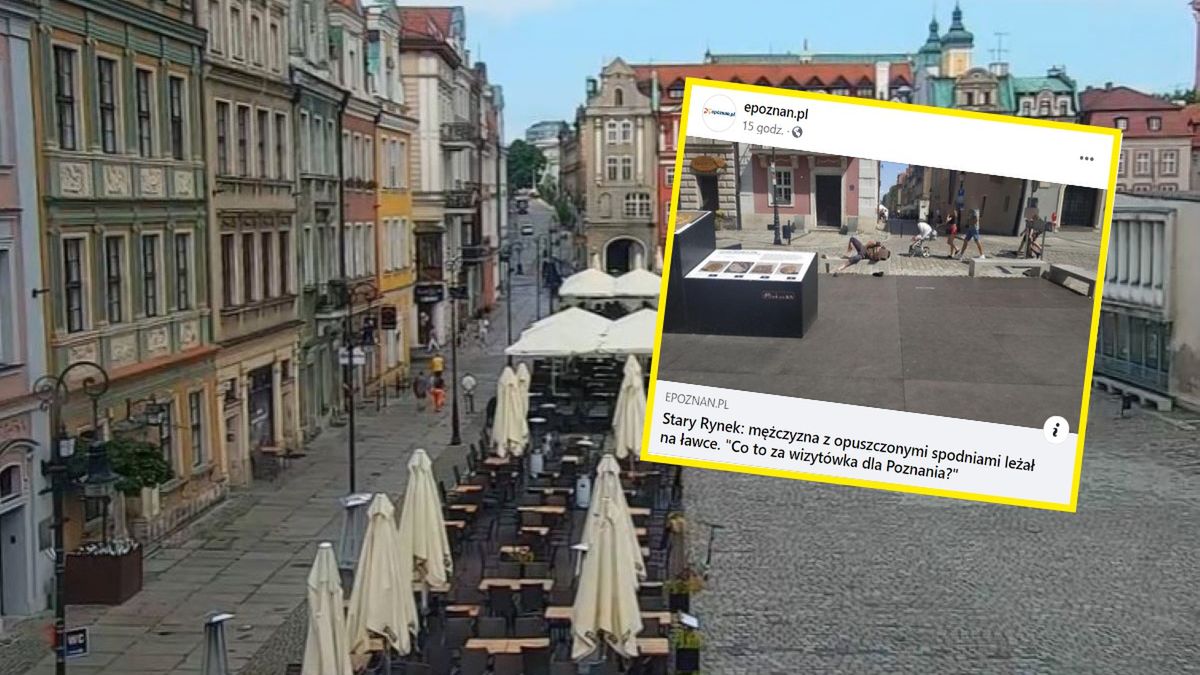 Poznań. Na rynku leżał mężczyzna z opuszczonymi spodniami 