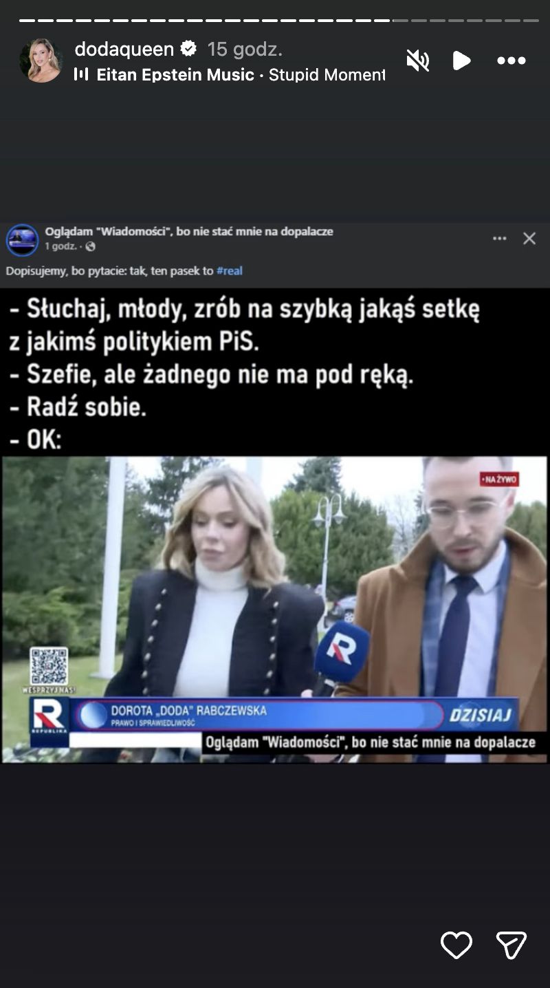 Doda wrzuciła mem na instagramową relację