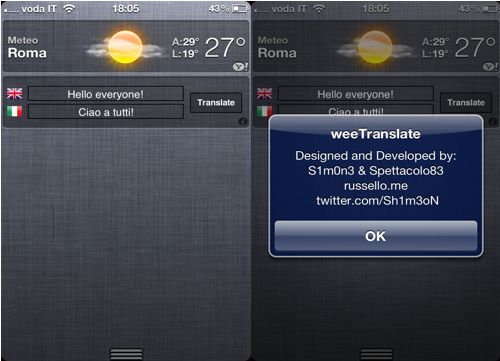 weeTranslate, czyli widżet z translatorem dla iOS 5 1