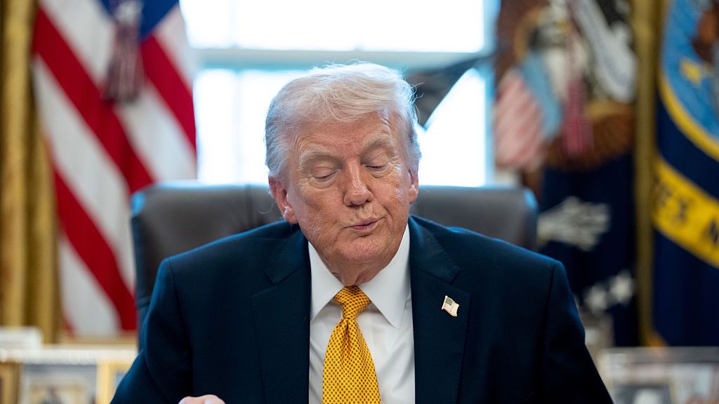 Trump Signs Order To Launch Vance-Led Anti-Fraud Task Force
US President Donald Trump during an executive order signing in the Oval Office of the White House in Washington, DC, US, on Monday, March 16, 2026. President Donald Trump signed an executive order to launch an task force targeting federal benefits fraud to be led by Vice President JD Vance, intensifying the administration's oversight of federal funds in Democratic-led states. Photographer: Aaron Schwartz/UPI/Bloomberg via Getty Images
Bloomberg
north american, u.s. government, us, 2026uspolitics, united states of america, the white house, americas, government news, u.s.a., american