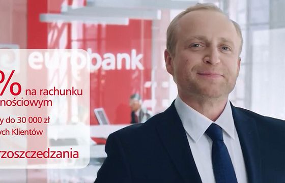 Piotr Adamczyk z mistrzami oszczędzania reklamuje rachunek Ekstra Zysk w eurobanku (wideo)