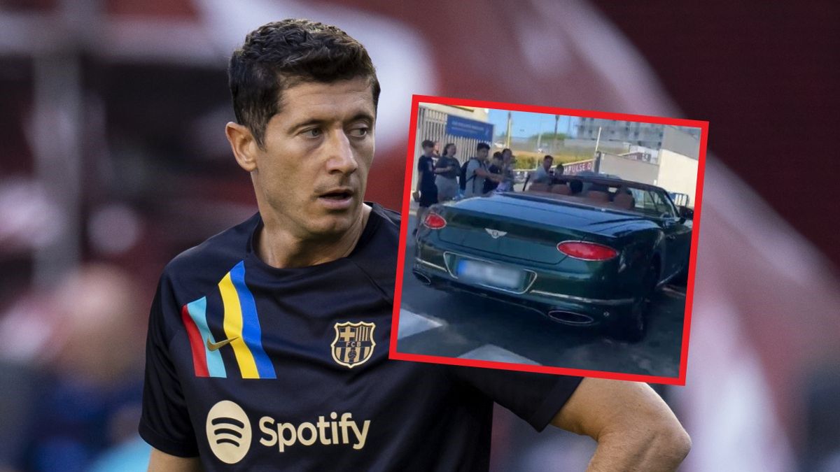 Robert Lewandowski, na małym zdjęciu: samochód Lewandowskiego - Bentley Continental GT Convertbile