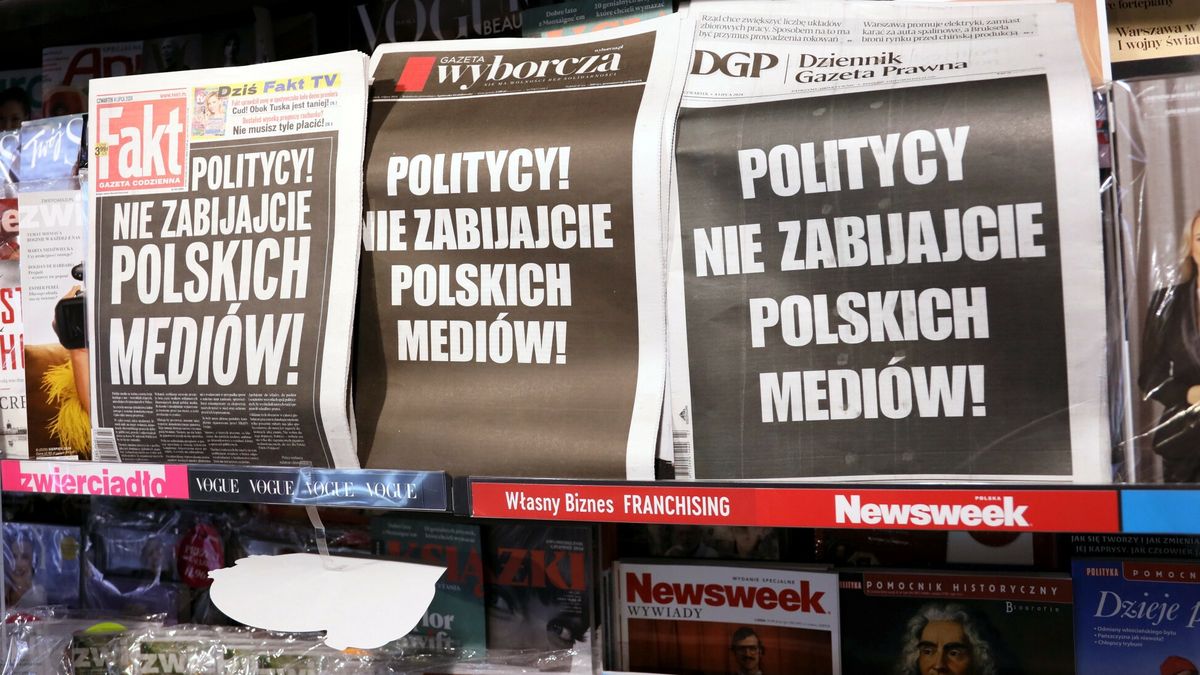Protest mediów w związku z nowelizacją ustawy o prawach autorskichFot. Dawid Wolski/East News,  Warszawa, 04.07.2024. Dawid Wolski