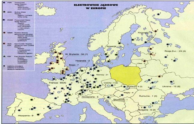 Elektrownie atomowe w Europie (Fot. Archiwum.WIZ.pl)
