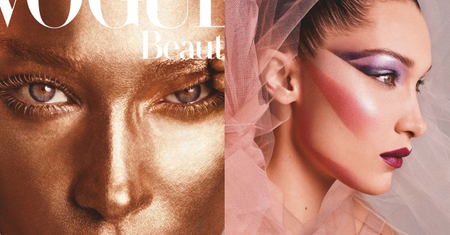 Złota twarz i hipnotyzujące spojrzenie Belli Hadid na okładce "Vogue'a"