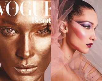 Złota twarz i hipnotyzujące spojrzenie Belli Hadid na okładce "Vogue'a"