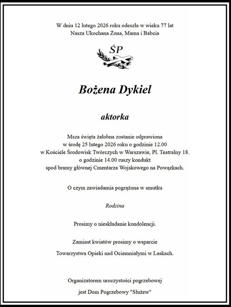 Bożena Dykiel - nekrolog