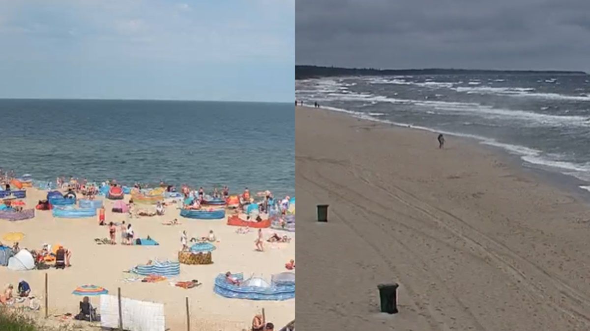 Widok ze Stegny (po lewej) oraz z Kołobrzegu.