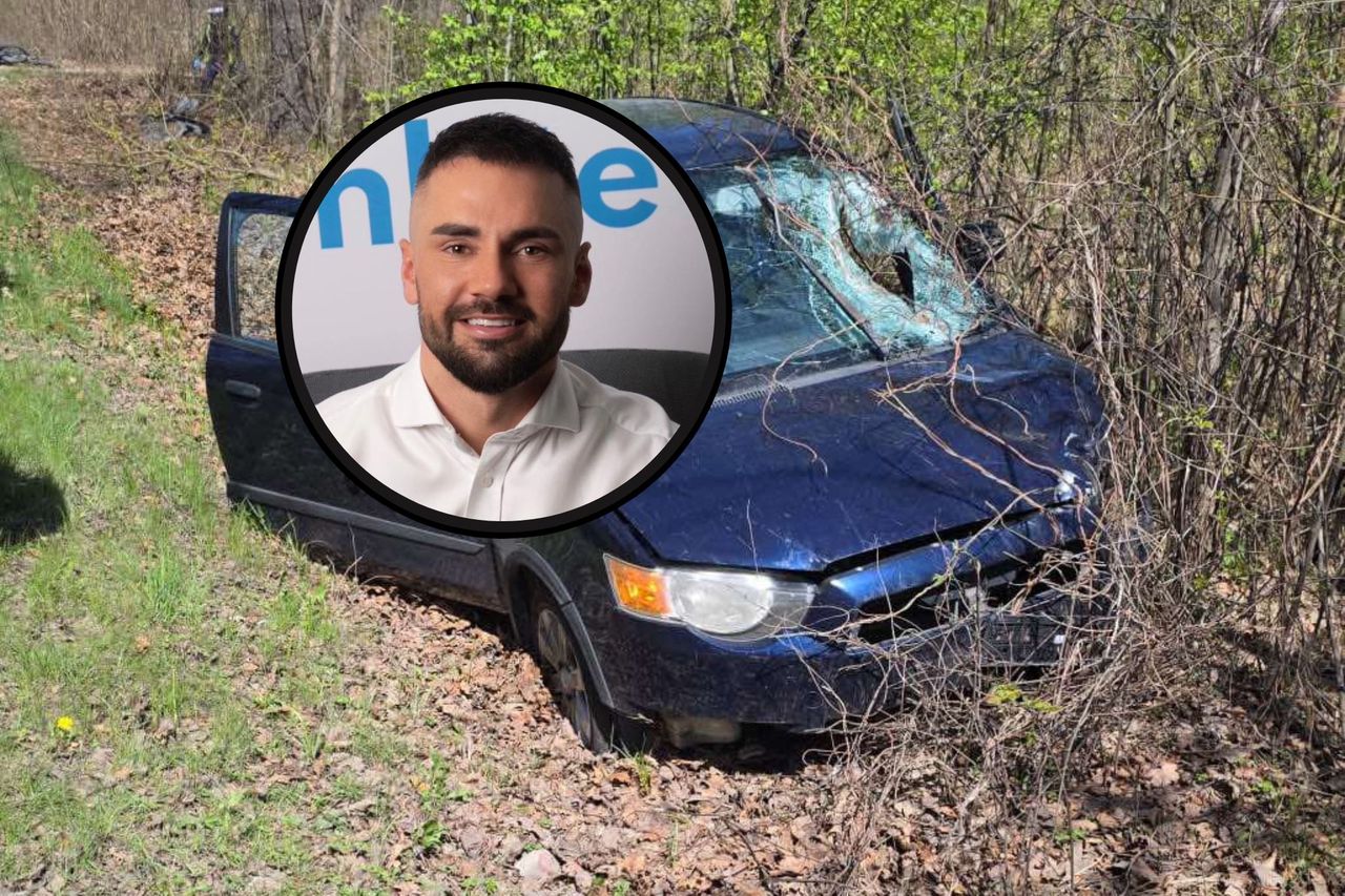 To auto potrąciło Litewkę. Szyba strzaskana. Połamany rower