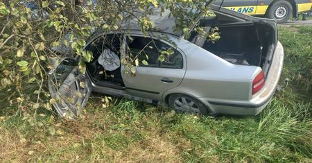 Skoda wypadła z drogi i uderzyła w drzewo. Kierowca nie żyje