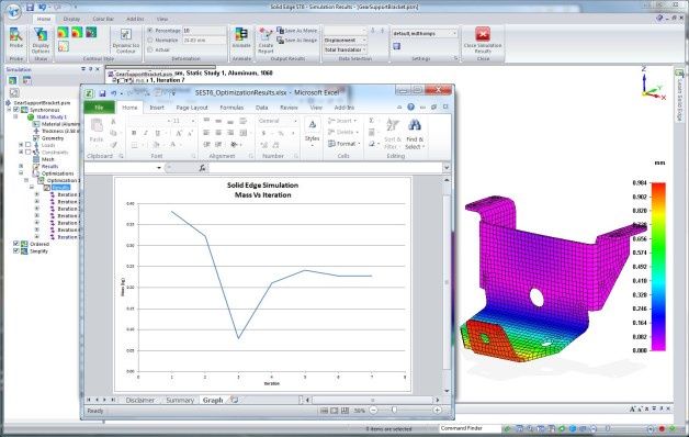 Oprogramowanie Solid Edge ST 6 zawiera narzędzia do prowadzenia symulacji bazujących na metodzie elementów skończonych (MES) oraz narzędzia do analizy celów 2D i 3D. [źródło: Siemens PLM Software]