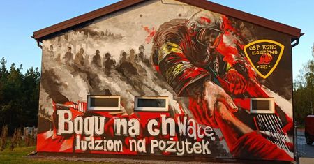 Strażacy z Elgiszewa w gminie Ciechocin mają mural. Powstał na ścianie remizy