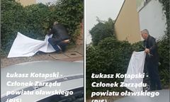 Radny PiS-u ściągnął baner kandydata KO. Akcja się nagrała. "Płot jest mój"