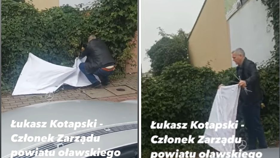 Radny PiS zerwał baner kandydata KO / FB. Magdalena Ziółkowska