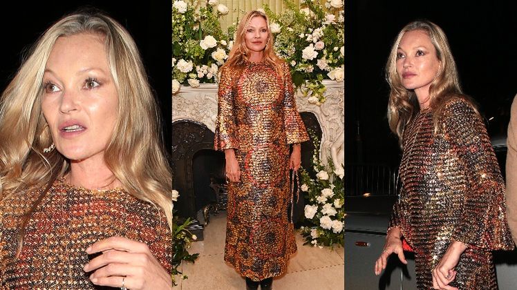 Kate Moss zadaje szyku w złotej sukni