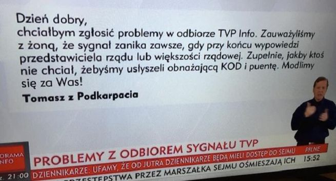 ASZdziennik wkręcił TVP Info fałszywym mailem o zakłóceniach na MUX-3 w czasie wystąpień polityków rządu