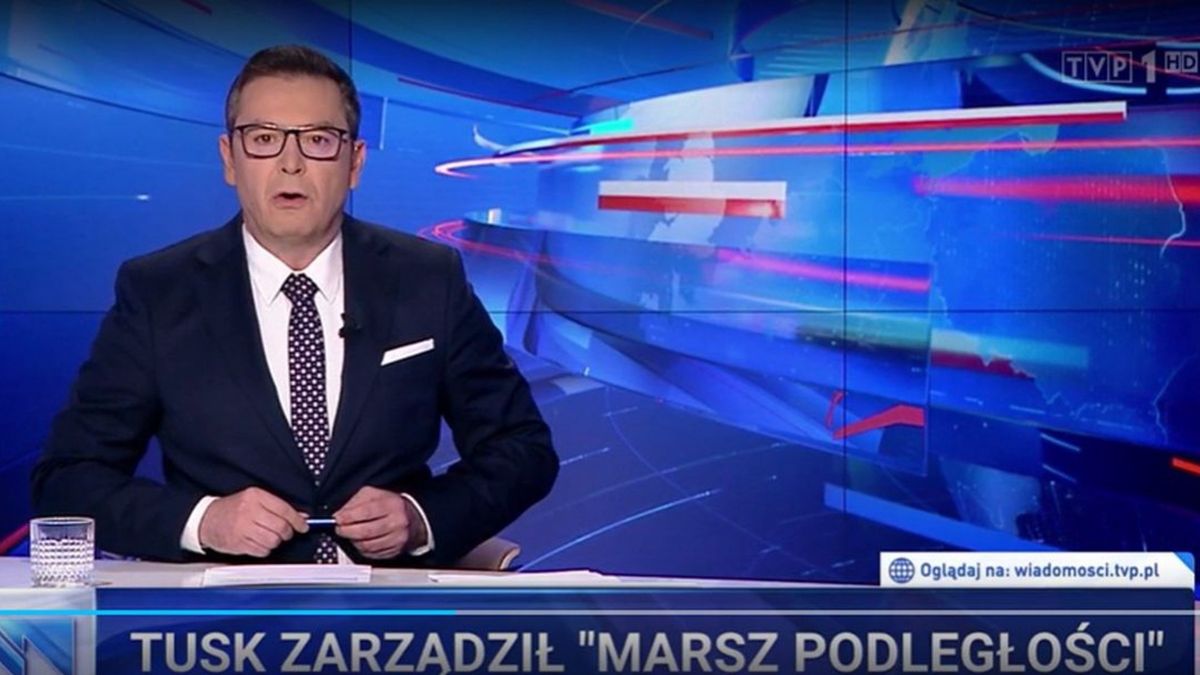 Materiał "Wiadomości" o prounijnej manifestacji 