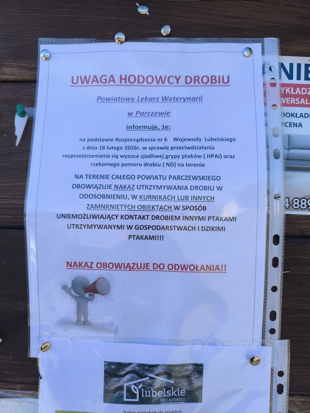 Ostrzeżenie dla hodowców drobiu